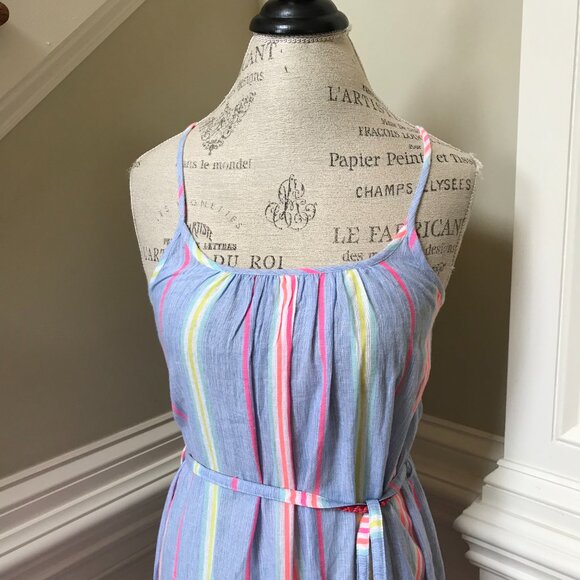 NWT America & Beyond Rainbow Stripe Maxi Dress Womens Small Blue Sleeveless NEW - Picture 7 of 13